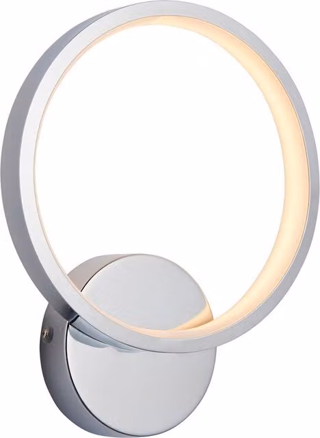 Endon Radius Modern Round LED Wall Light in Chrome and White Silicone, Warm White, IP44