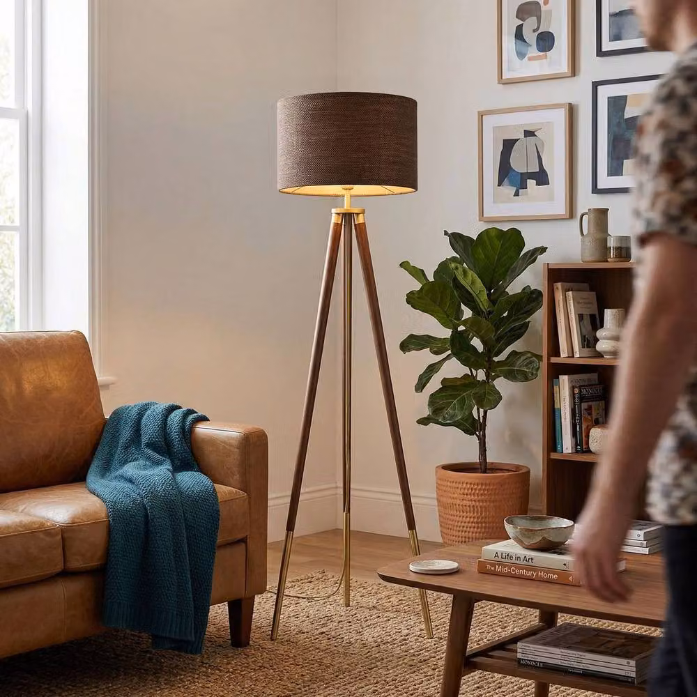 Happy Homewares Designer Bobbled and Textured Linen Lamp Shade in Chocolate Brown, Diameter: 30 cm – 3