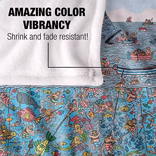 Trevco Where's Waldo Sea Me Silky Touch Super Soft Fleece Throw Blanket, Multicolour, W: 152 cm, D: 127 cm – 2