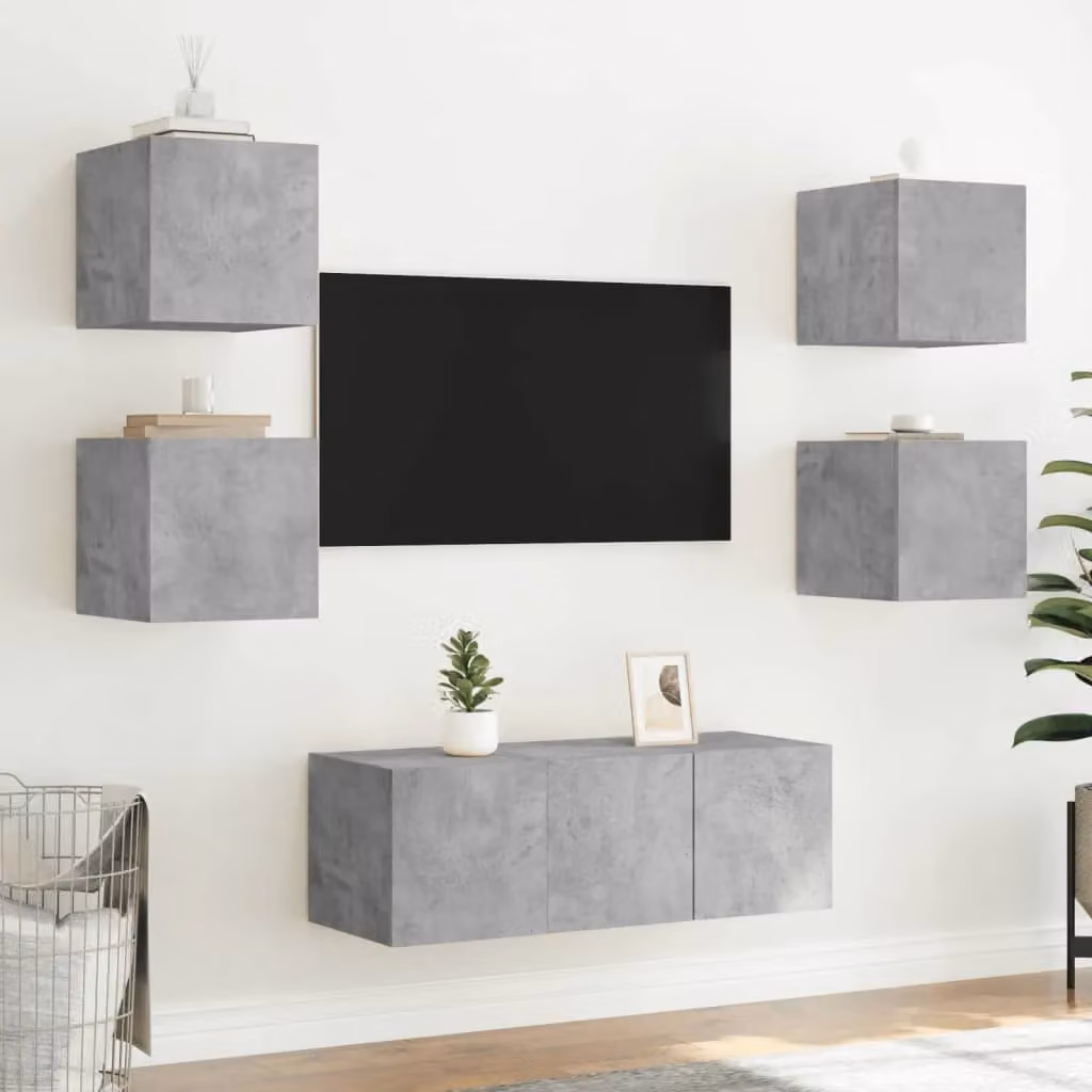 Berkfield Home Modern Wall-Mounted TV Cabinet with LED Lights, Concrete Grey, W/D/H: 30.5 x 35.0 x 30.0 cm – 3
