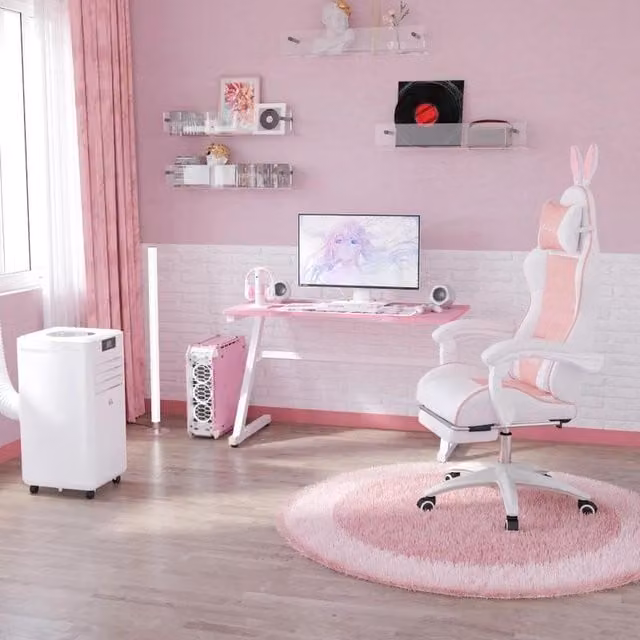 Chilli Seating Bunny Gaming Chair in Pink with Footrest and Headrest for Children