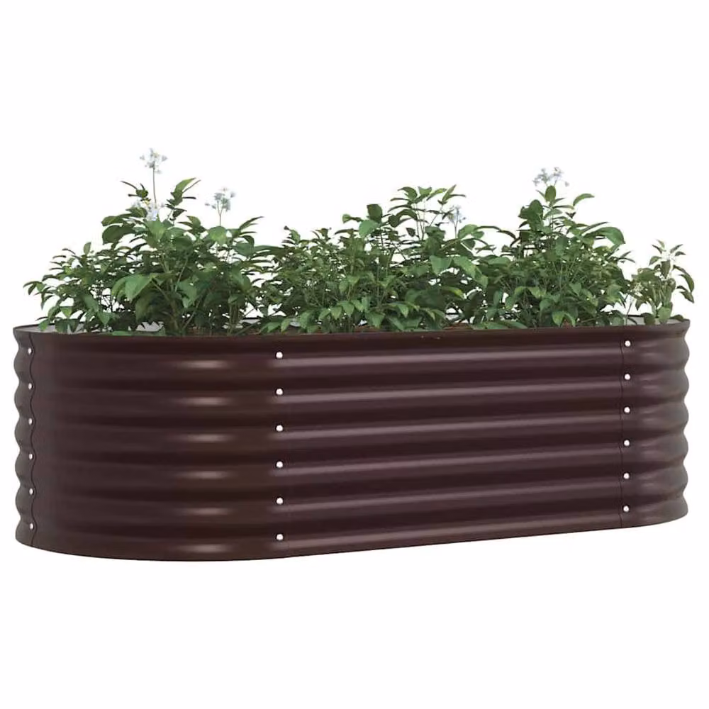 Berkfield Home Garden Brown Galvanised Steel Raised Bed W/D/H: 160 x 80 x 44 cm – 3