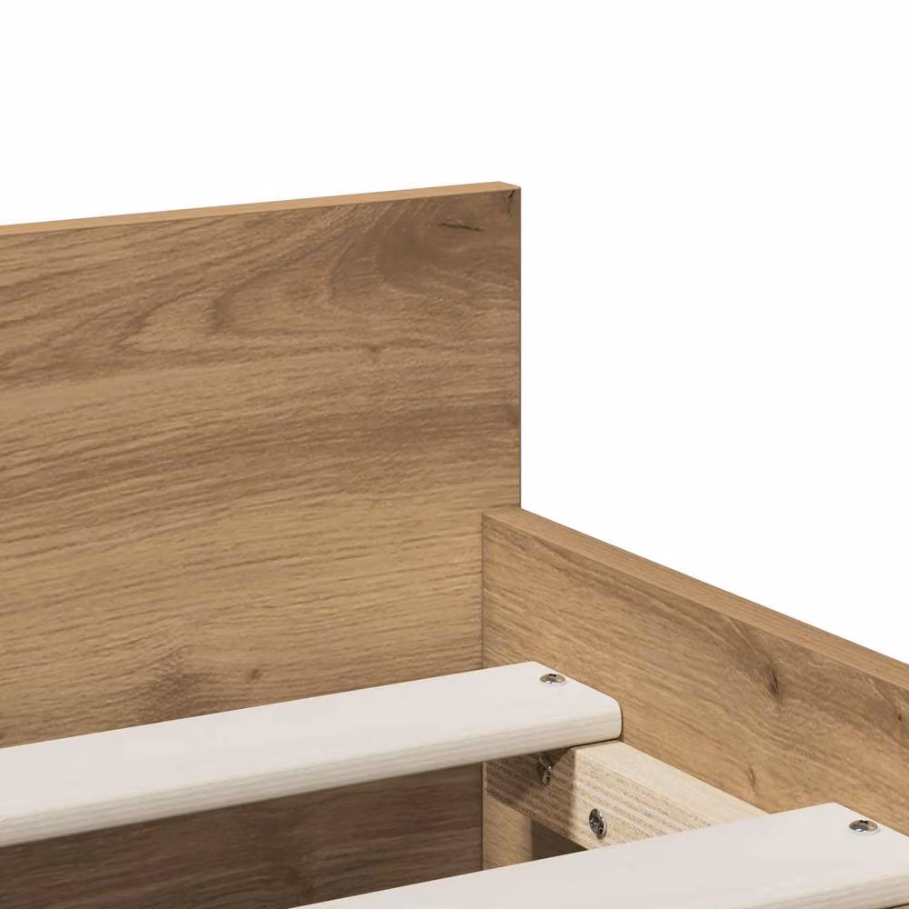Berkfield Home Artisan Oak Bed Frame in Brown, Engineered Wood, W/D/H: 100 x 200 cm – 2