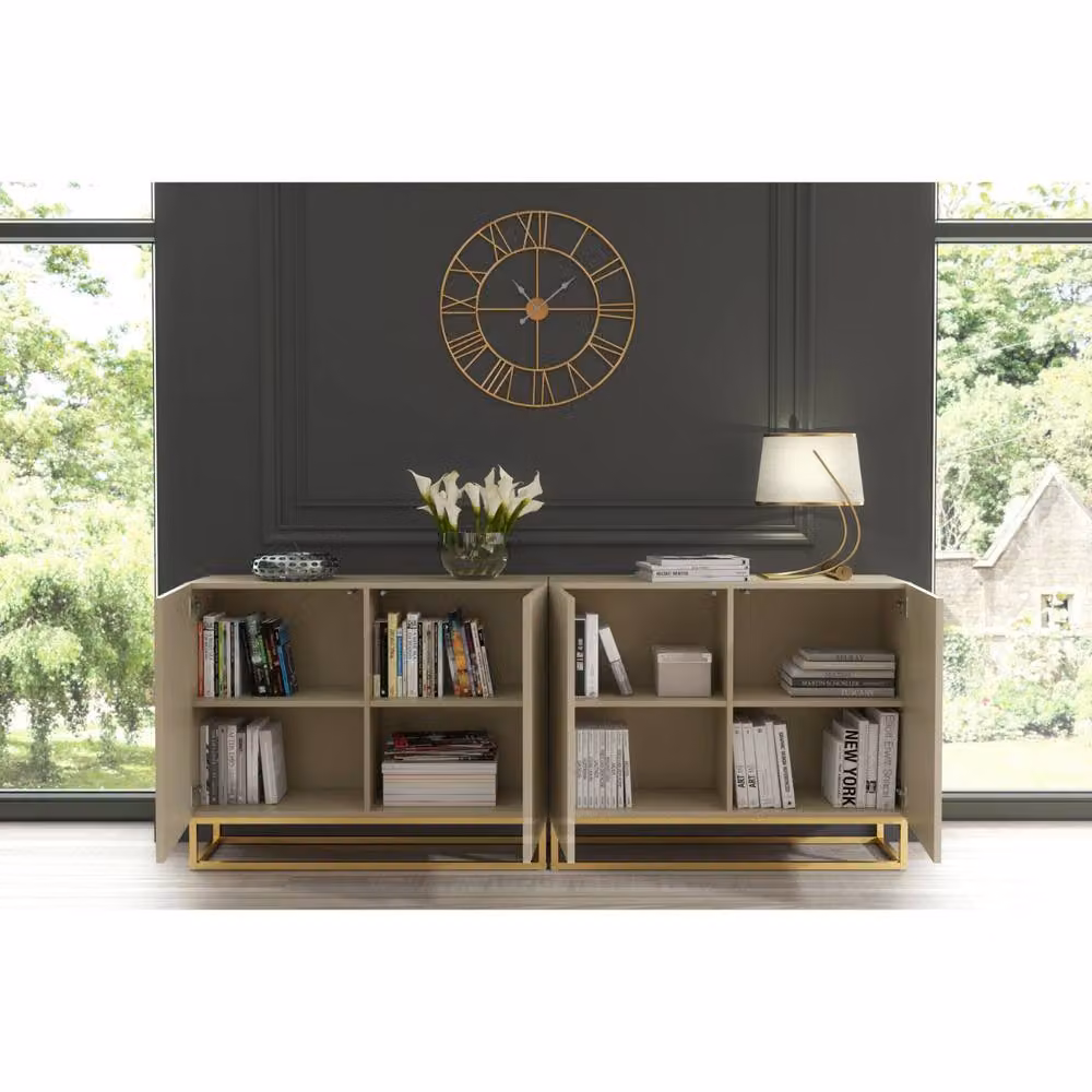 Mex Furniture LTD Ripple Duo Sideboard in Cashmere Warm Beige Taupe Finish – 3