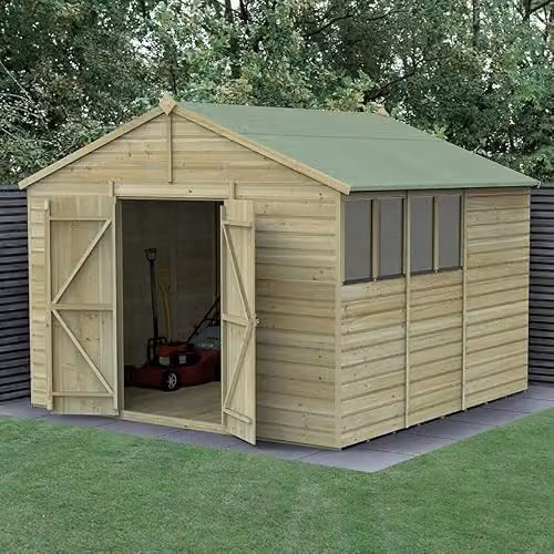Forest Garden Gable Apex Wooden Shed in Brown or Green, W/D/H: 304.8 x 304.8 x 244.1 cm – 2