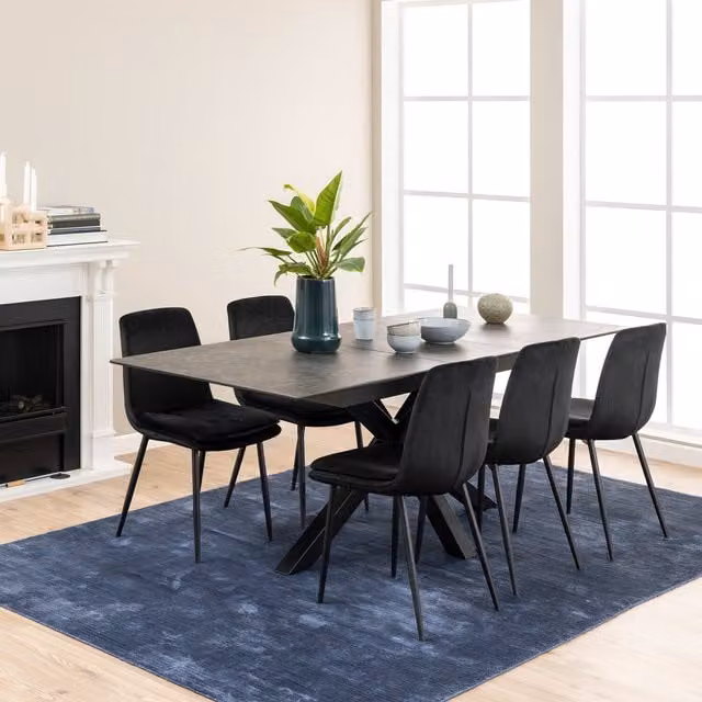 Furniture To Go Heaven Extendable Rectangular Dining Table in Black
