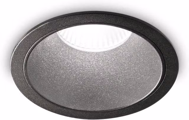 Ideal Lux Game Round Recessed Downlight in Black, Diameter: 12 cm