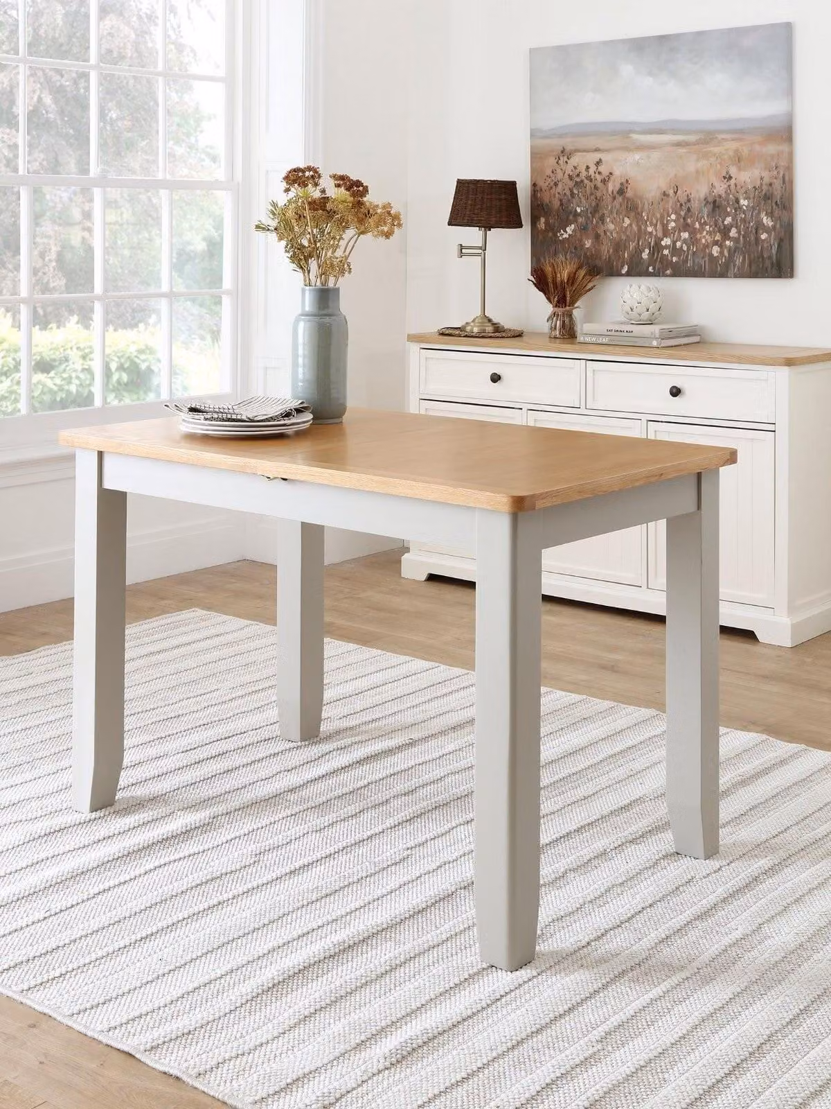 Malone Extendable Rectangular Dining Table in Brown Acacia Wood Effect