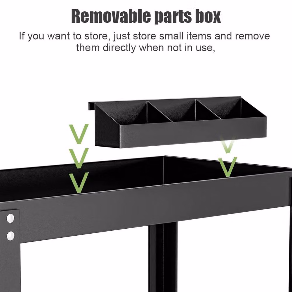 EONLION 3 Tier Metal Tool Storage Garage Trolley Cart in Black – 4