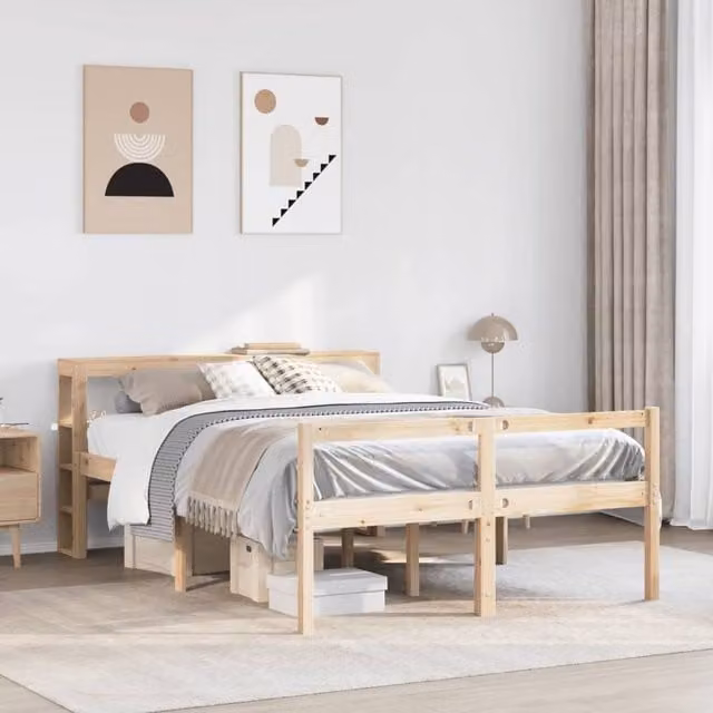 Berkfield Home Senior Bed with Headboard in Brown, W/D/H: 160 x 200 cm
