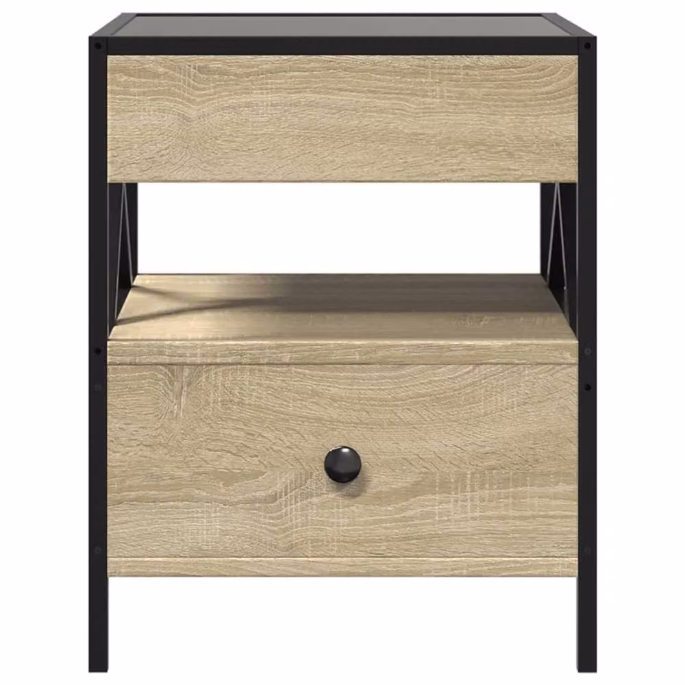 Berkfield Home Infinity LED Coffee Table in Sonoma Oak and Brown, W/D/H: 40 x 40 x 51 cm – 3