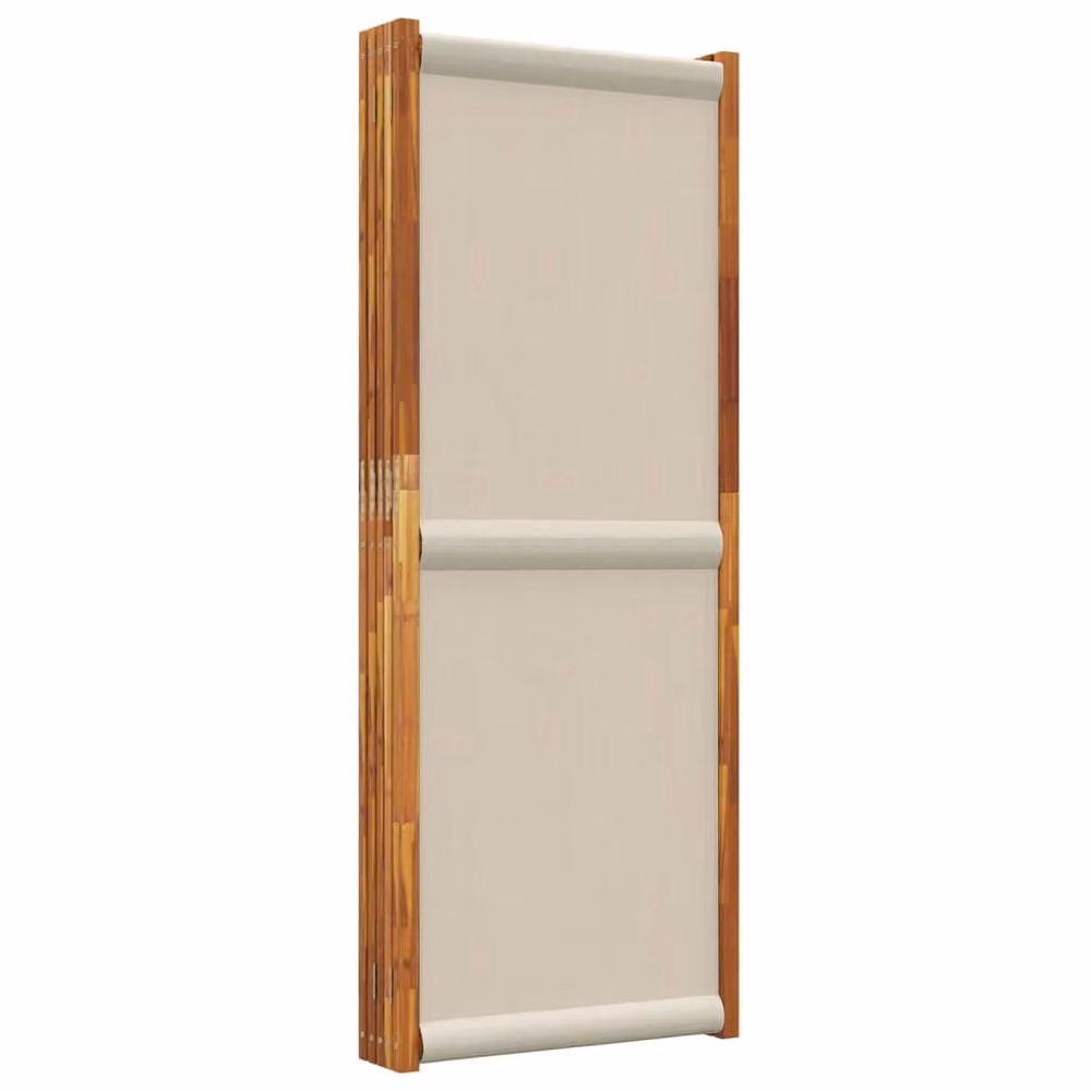 Berkfield Home 5-Panel Acacia Wood Room Divider in Light Grey, W: 350 cm, H: 180 cm – 2