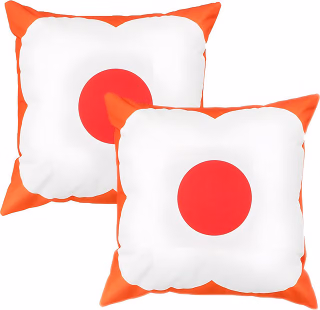 Gardenista Water Resistant Outdoor Printed Square Scatter Cushion in Orange, Red and White