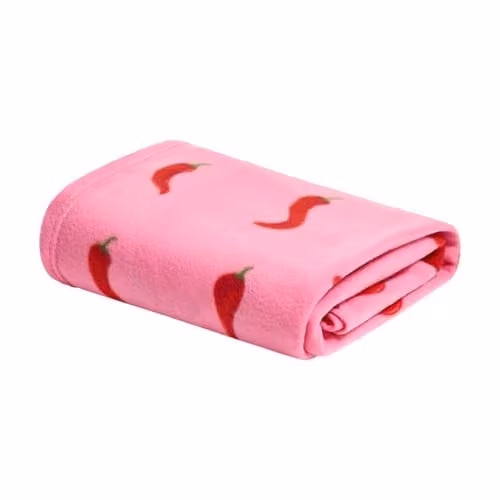OHS Chilli Print Pink Fleece Throw Blanket, W/D/H: 120 x 150 cm – 1