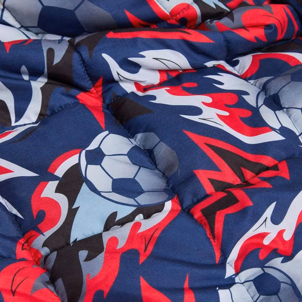 OHS Kids Football Gaming Print Teddy Fleece 3kg Weighted Blanket in Navy, W: 100 cm, D: 150 cm – 2