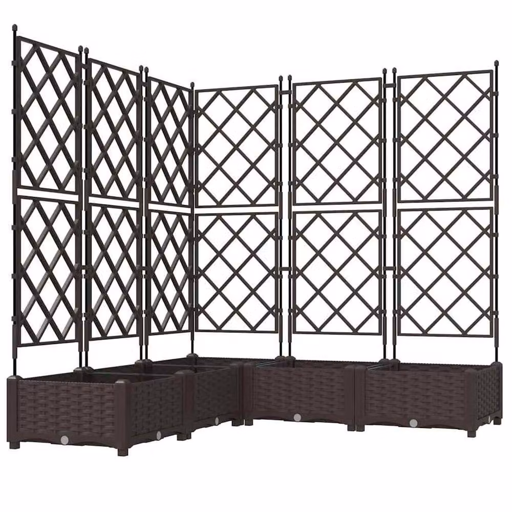 Berkfield Home Durable Garden Planter with Trellis, 5 Piece Set, Brown, W/D/H: 120 x 120 x 125.5 cm – 3