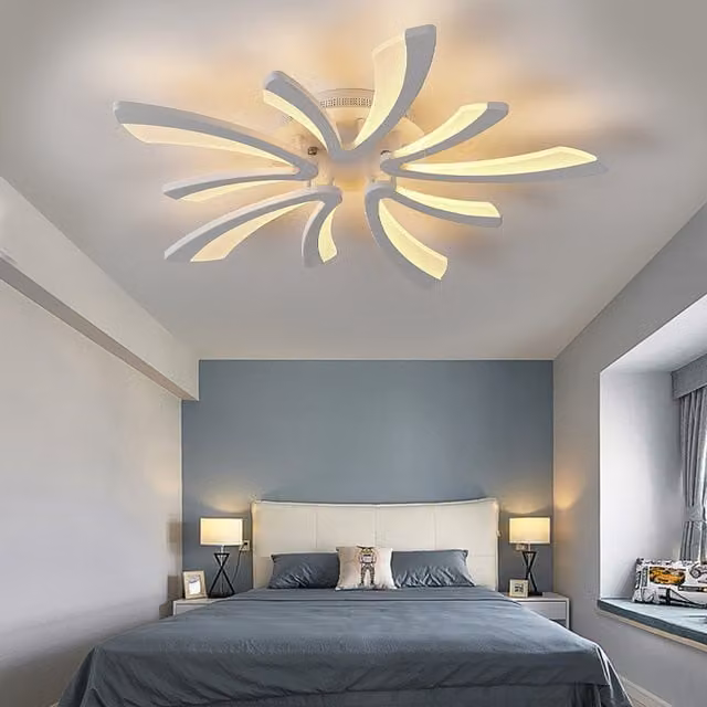 Livingandhome V-Shaped Dimmable LED Flush Ceiling Light, 50W, Silver and White