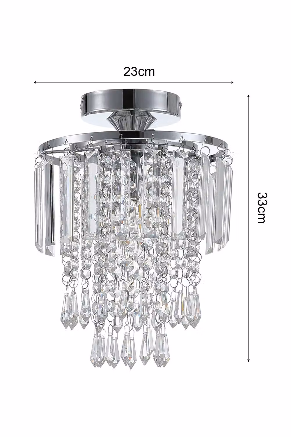 Living and Home Glamorous Crystal Cascade Ceiling Chandelier with Chrome and Silver Accents – 2