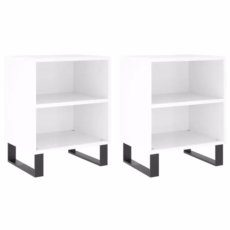 Berkfield Home Set of 2 High Gloss White Bedside Cabinets, W/D/H: 40 x 30 x 50 cm