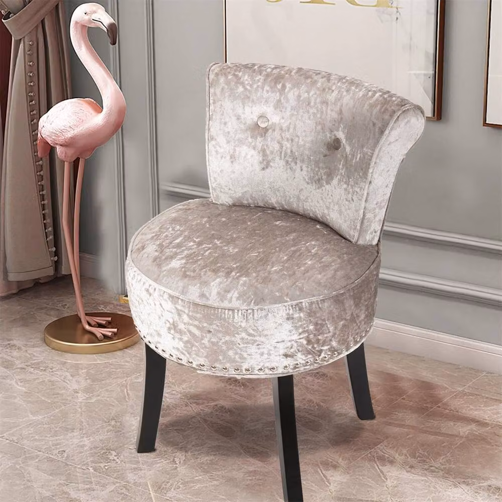 KORVIXA Tufted Upholstered Vanity Stool in Grey – 4