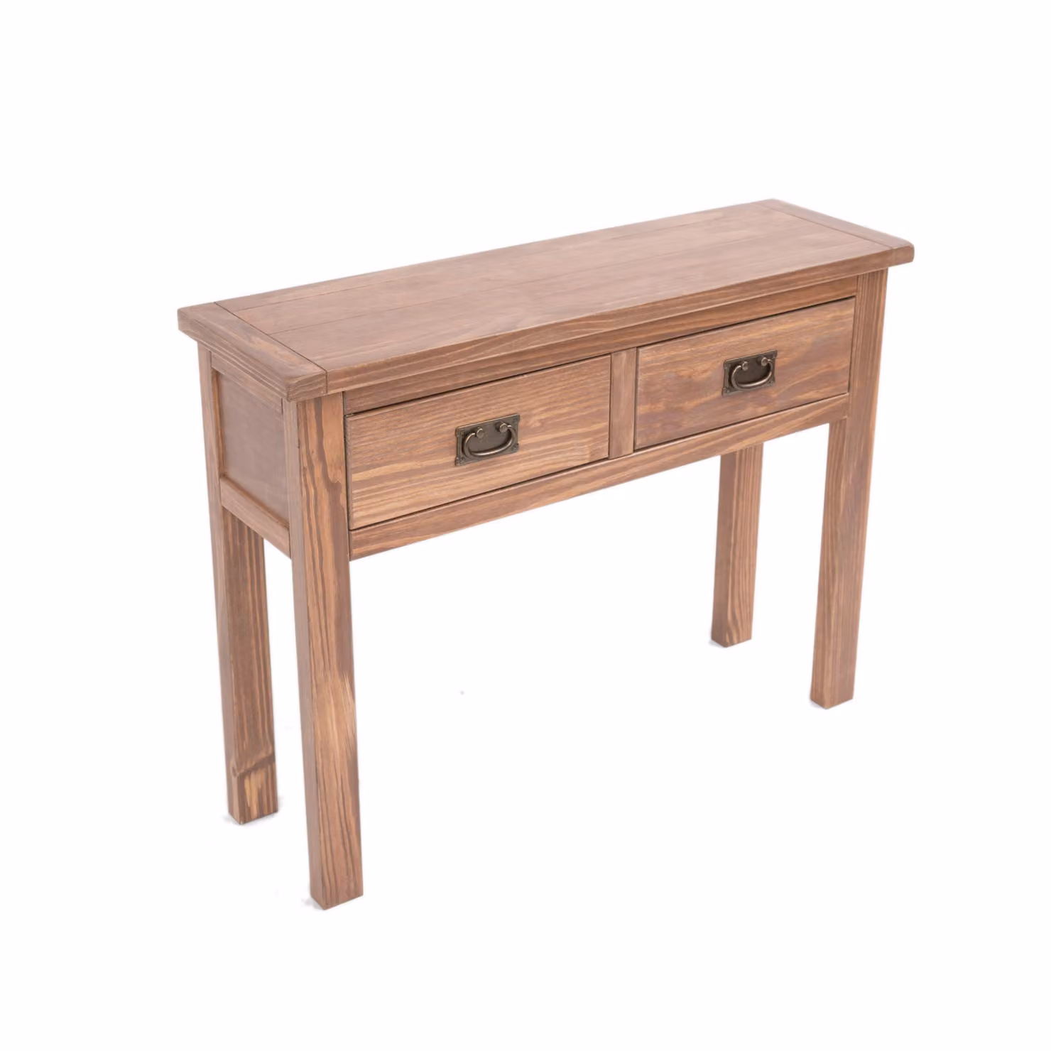 Cabinet Bits Padua Lacquered 2 Drawer Console Table in Light Brown with Brass Drop Handles – 2