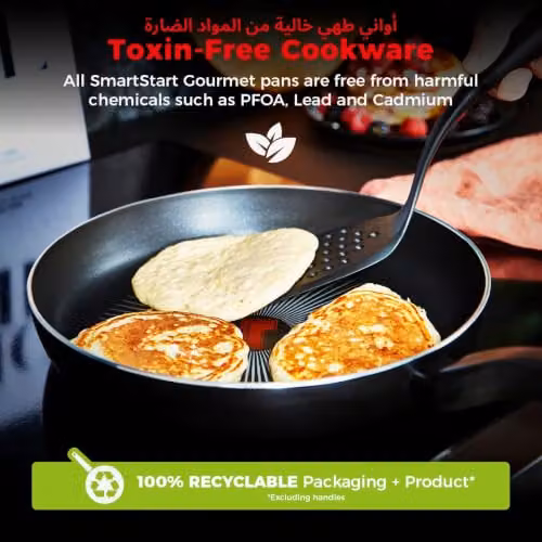 Tower SmartStart Gourmet 28cm Aluminium Non-Stick Frying Pan, Black, Oven Safe and Dishwasher Safe – 5