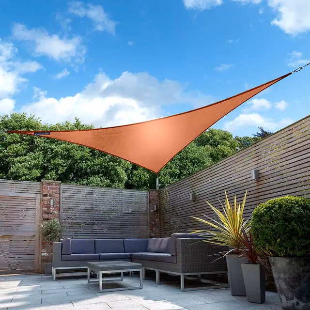 Kookaburra Waterproof Triangle Sun Shade Sail, UPF 50, Orange