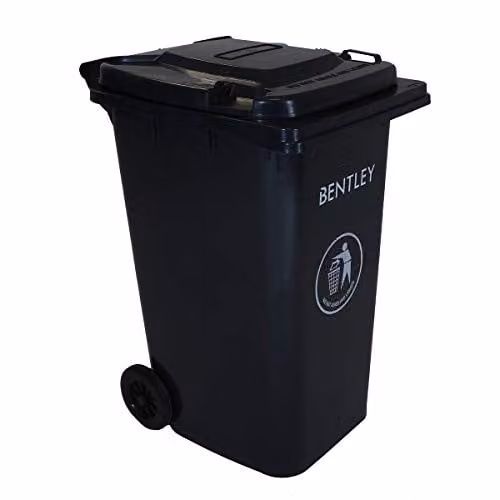 Charles Bentley 240 Litre Black Plastic Wheelie Bin with Flip Lid W/D/H: 99 x 73 x 58.5 cm