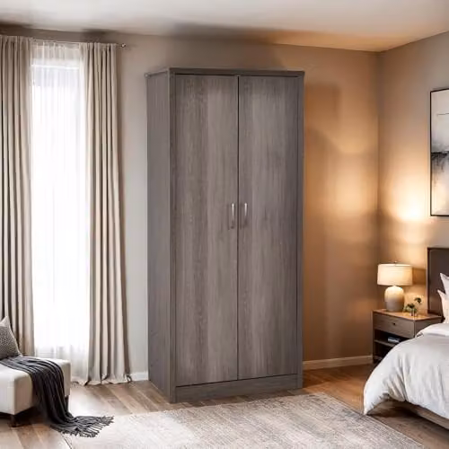 Seconique Lisbon 2 Door Wardrobe in Black and Grey – 2