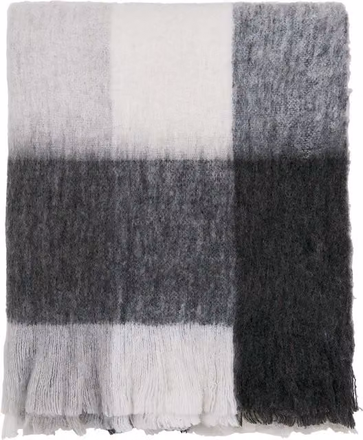 Murmur Ellis Woven Checked Throw with Fringes in Grey