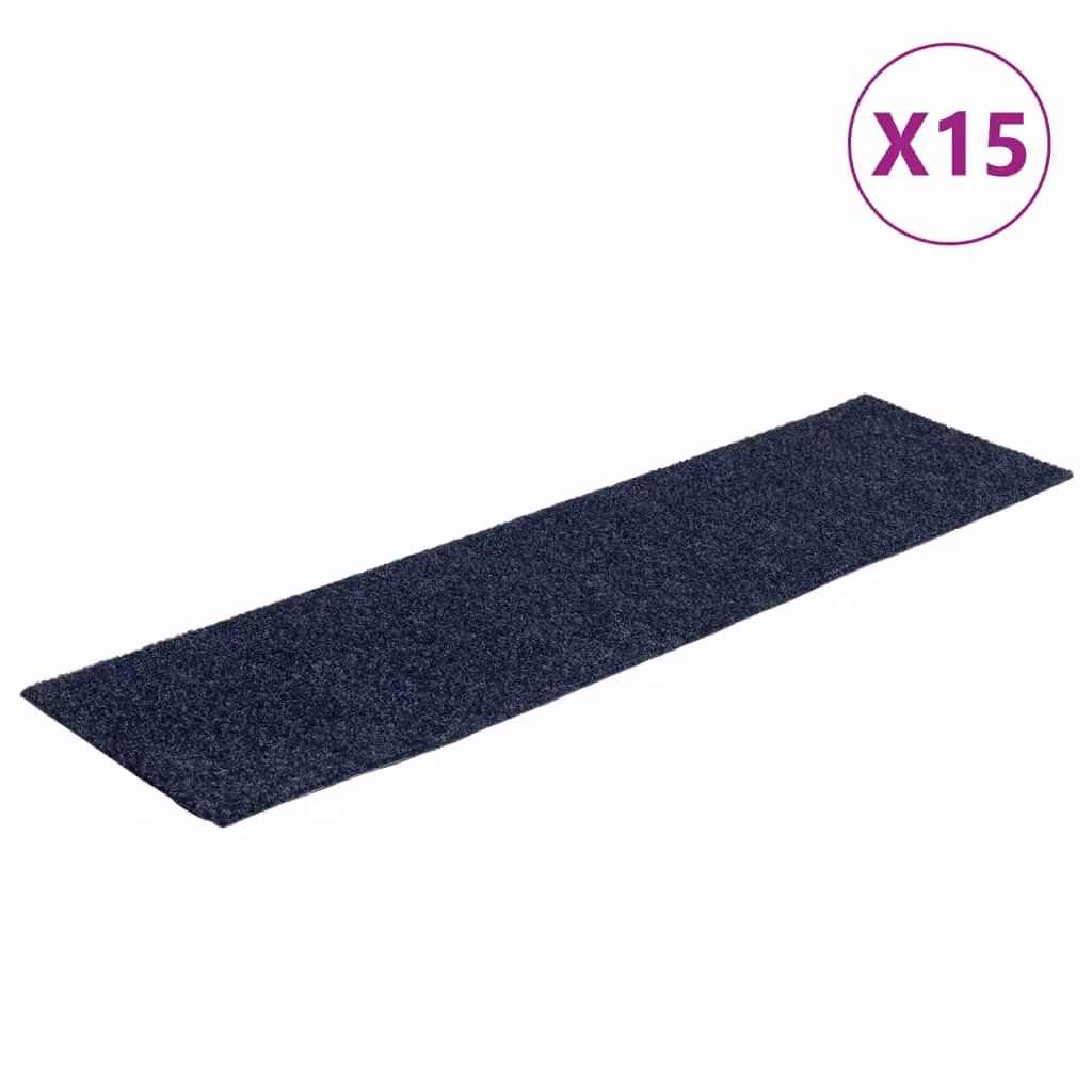Berkfield Home Self-adhesive Rectangular Stair Mats, 15 Pieces, Grey and Blue, W: 76 cm x D: 20 cm – 2