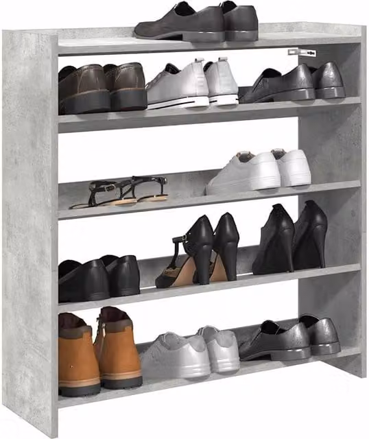 Berkfield Home Shoe Rack in Concrete Grey, W/D/H: 80 x 25 x 81 cm