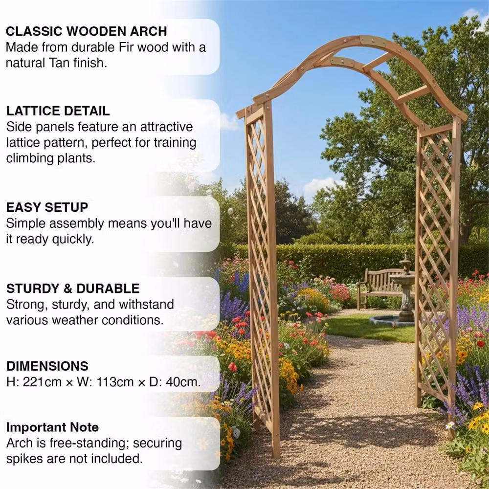 Havendro Elegant Decorative Wooden Garden Arch in Brown – 3