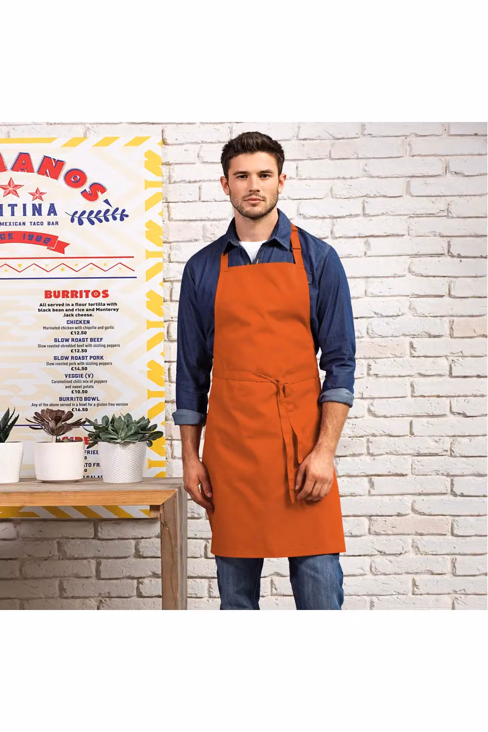 Premier Colours Orange Poly Cotton Bib Apron for Professionals – 2