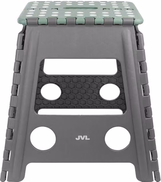 JVL Large Folding Step Stool in Grey and Green, W/D/H: 40 x 39 x 32 cm – 4