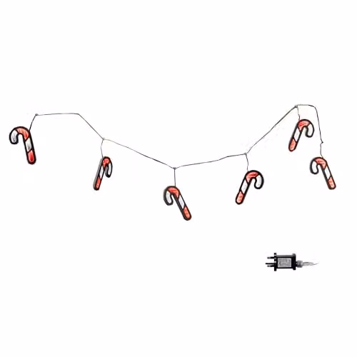Samuel Alexander 1.75m Infinity Hanging Christmas Candy Cane Garland with Red and White LEDs – 3