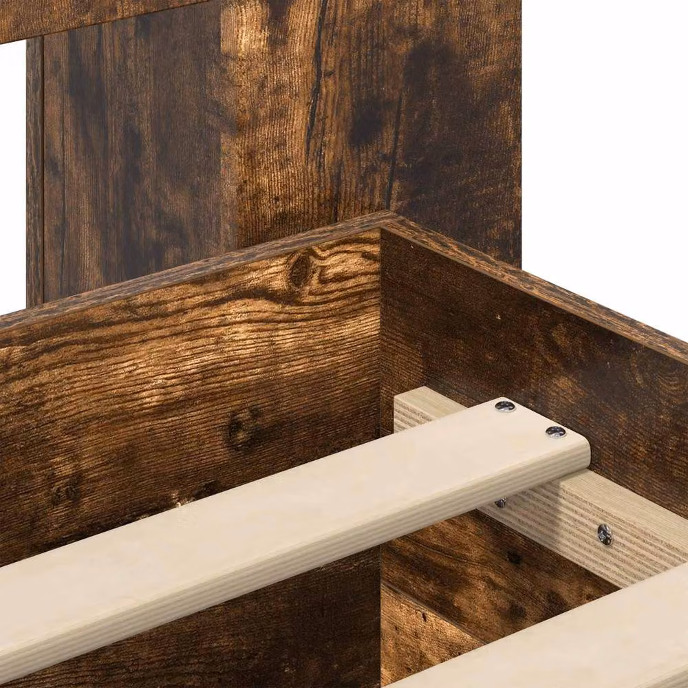 Berkfield Home Bed Frame with Storage in Smoked Oak Brown, W/D/H: 80 x 200 cm – 3