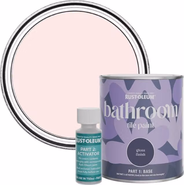 Rust-Oleum Bathroom Tile Paint in Gloss Finish, Pink, 750ml