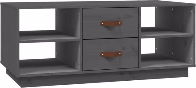 Berkfield Home Grey Rustic Solid Pine Coffee Table W/D/H: 100 x 50 x 41 cm