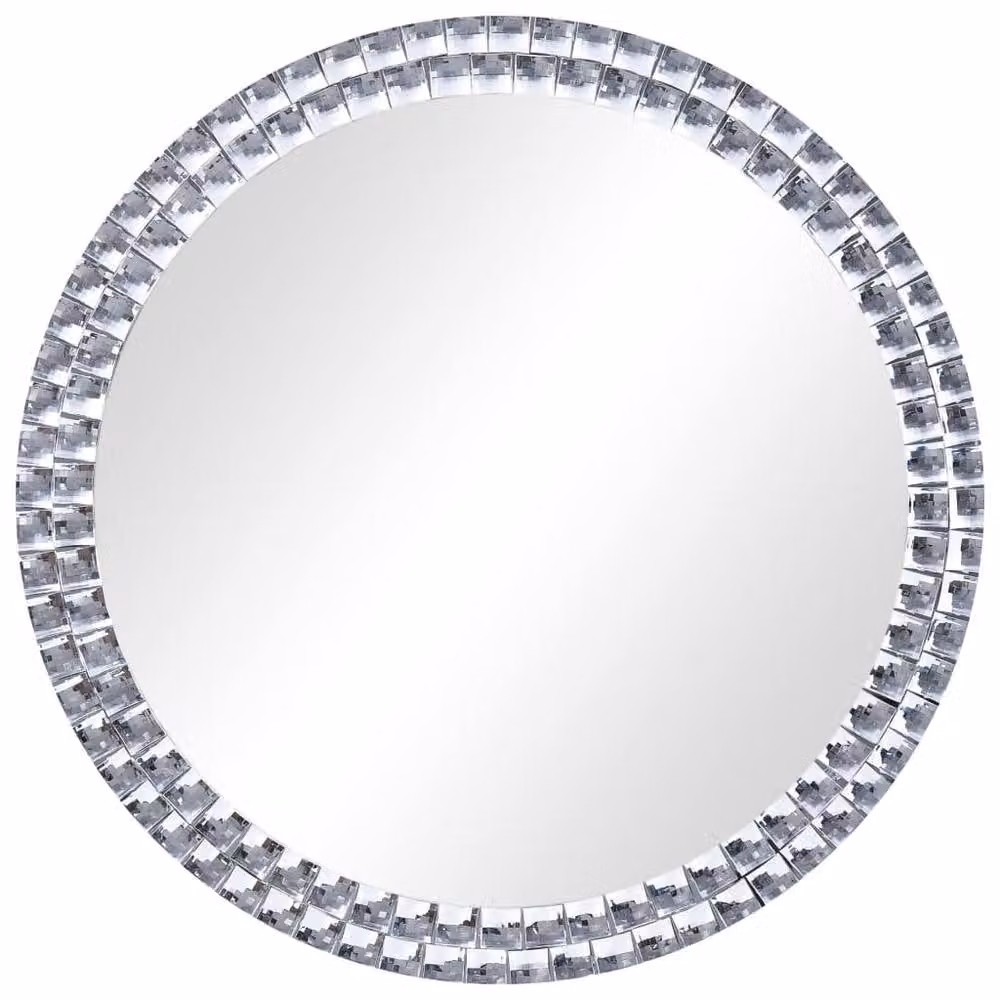 Berkfield Home Round Modern Wall Mirror in Silver with Tempered Glass, Diameter: 40 cm – 2