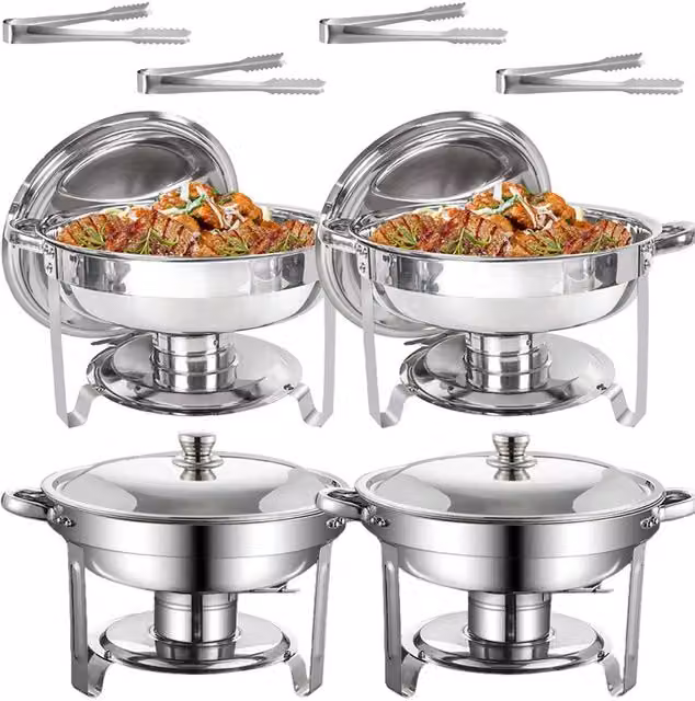Ventryn 4-Piece Stainless Steel Chafing Dishes with Lids, Silver Food Warmer Set – 1