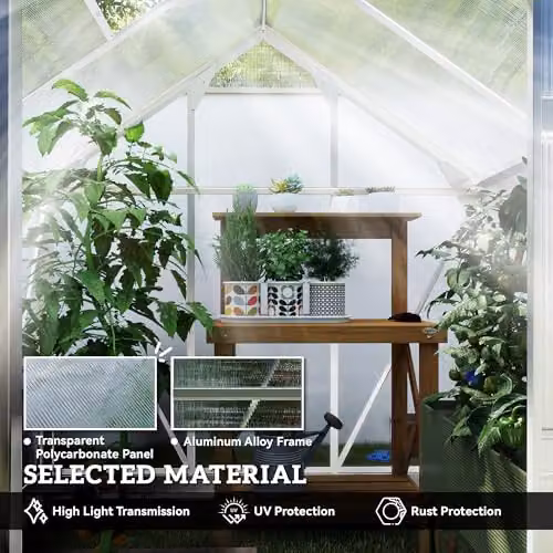 Outsunny Silver Aluminium Walk-In Polycarbonate Greenhouse with Sliding Door – 3