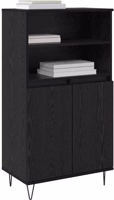 Berkfield Home Black Matt MDF Highboard with Internal Shelves and Hinged Doors, W/D/H: 110 x 36 x 60 cm