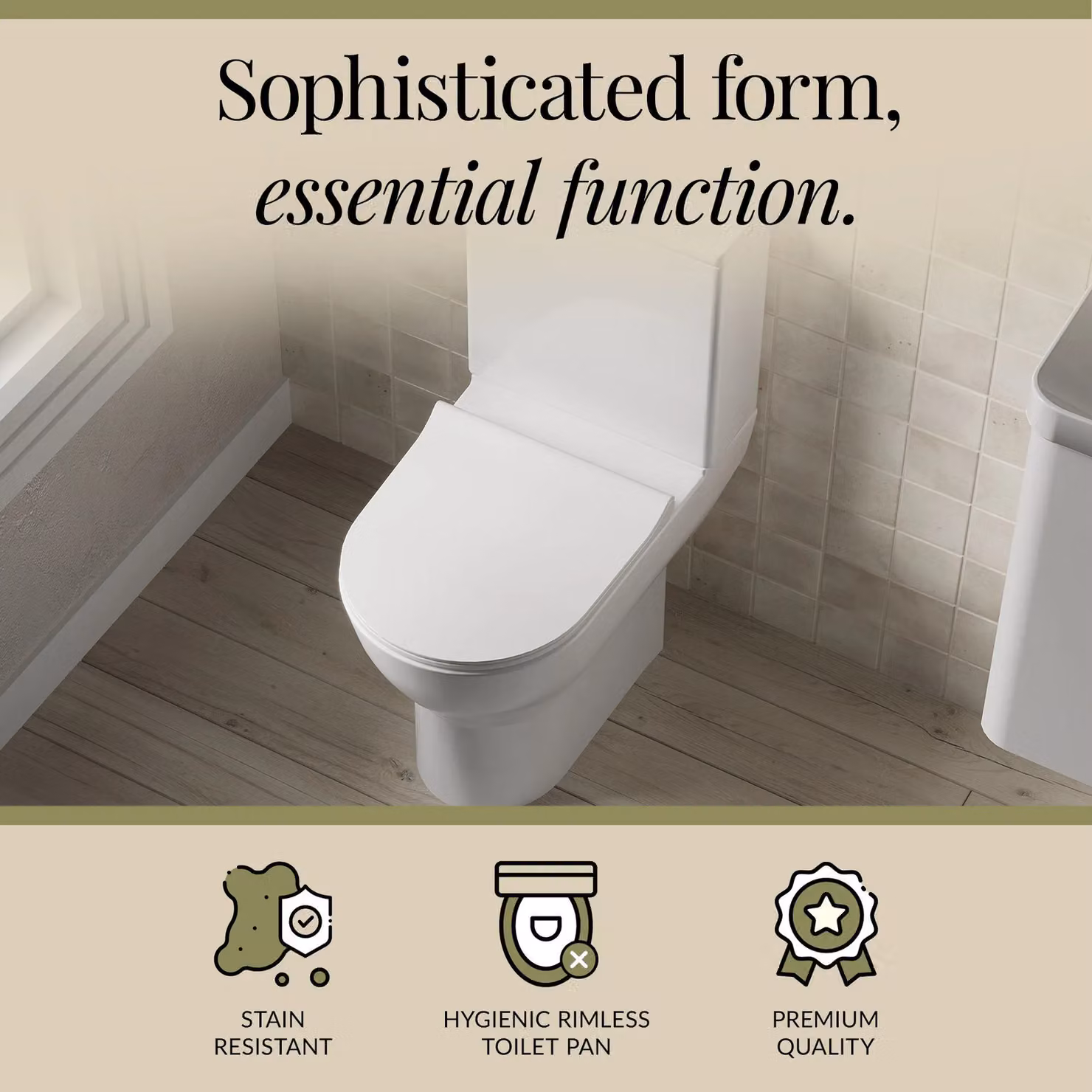 Balterley Compact Ceramic Toilet Pan with Cistern and Soft Close Sandwich Seat, White, W/D/H: 37.5 x 61 x 80 cm – 3