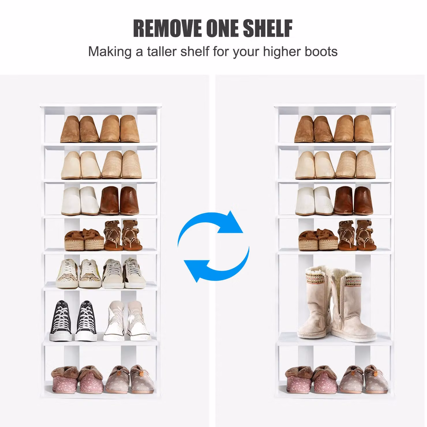 Costway 7-Tier Double Shoe Storage Tower Organiser Unit in White – 3