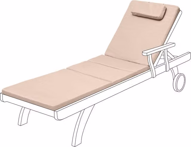 Gardenista Weatherproof and UV Resistant Rectangular Outdoor Garden Sun Lounger Cushion Pad in Beige