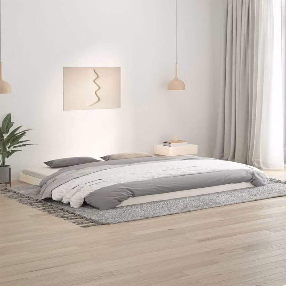 Berkfield Home Solid Wood Pine Bed Frame in White, W/D/H: 200 x 200 cm – 1