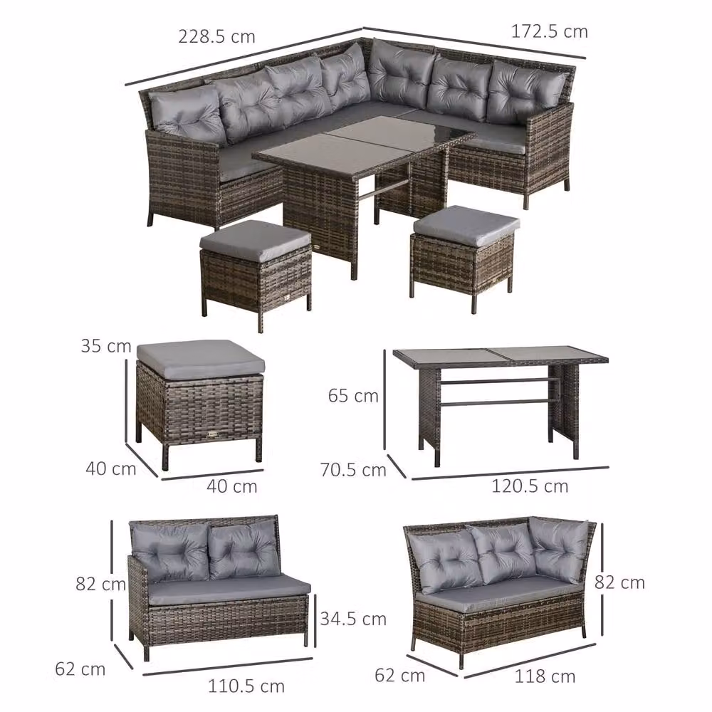 STILVORA 8-Seater Sofa Set with Table in Grey – 3