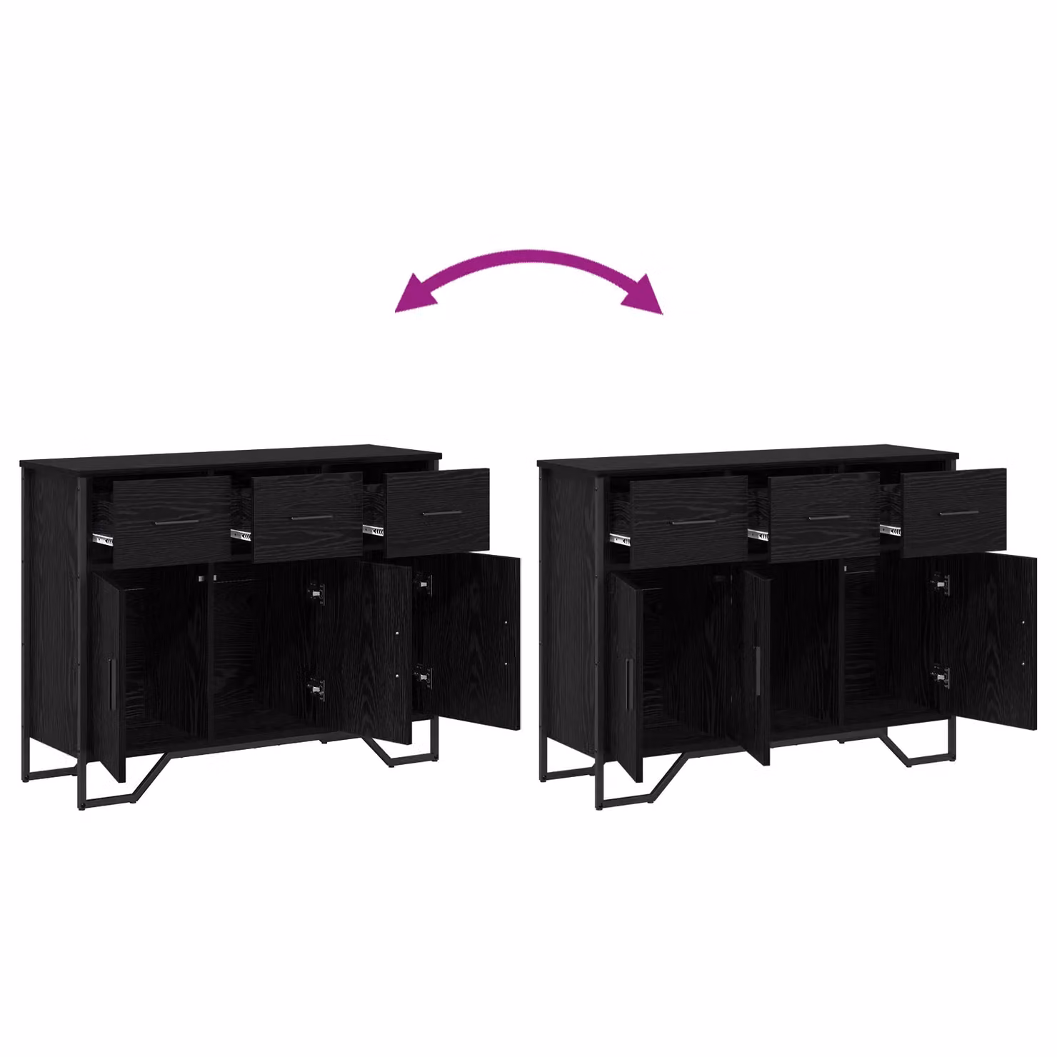 Berkfield Home Black Oak Sideboard, W/D/H: 97 x 32.5 x 74.5 cm – 6