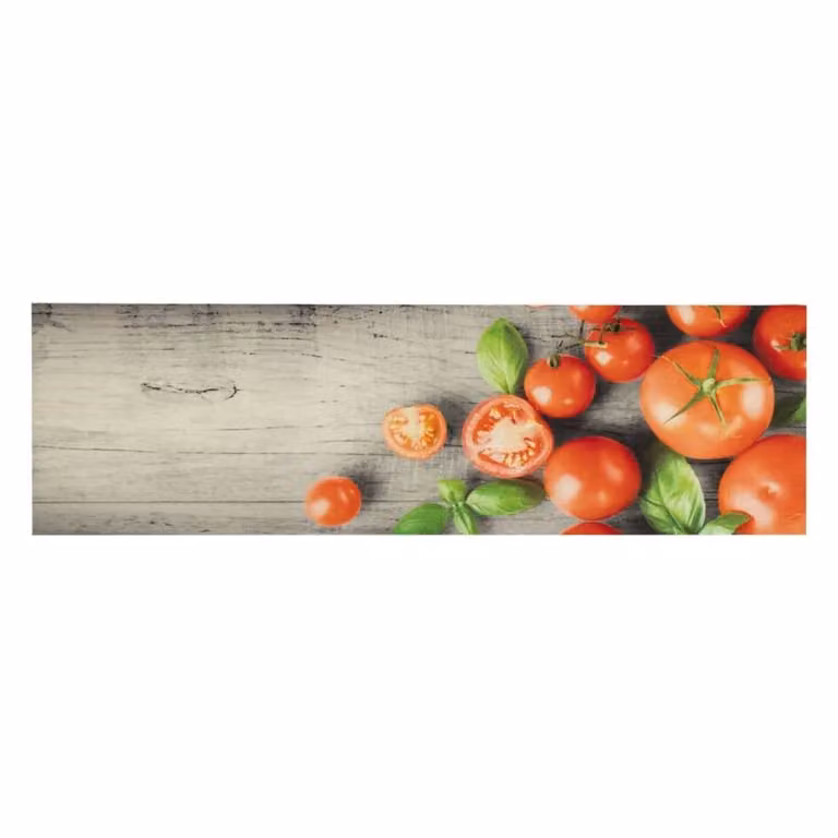 Berkfield Home Washable Tomatoes Kitchen Rug in Grey and Multicolour, W/D/H: 45 x 150 cm